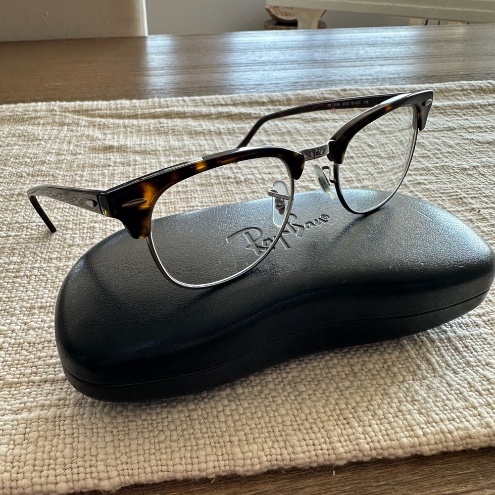 Ray-Ban Clubmaster Optics Black and Tortoise Glasses RB 5154 51-21 145